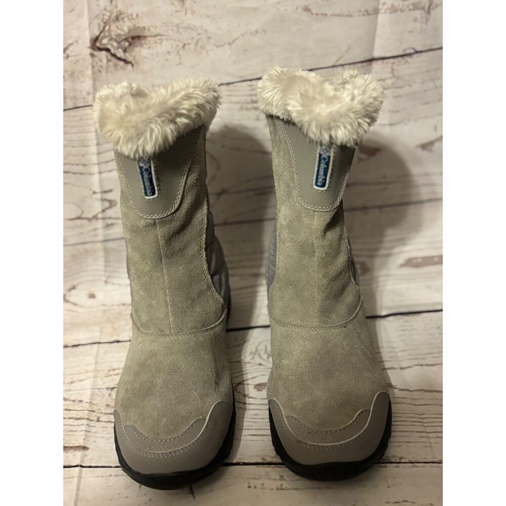 Columbia Gray Suede Fur Top Winter Warm Snow Boots Women’s Size 6 - Picture 2 of 12